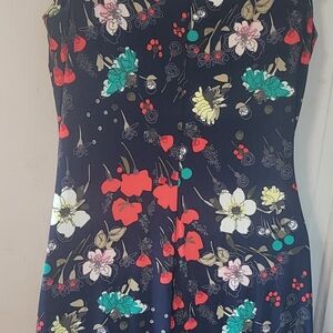 Tommy Hilfiger Navy Floral Dress with Red and Yellow Print Size 2